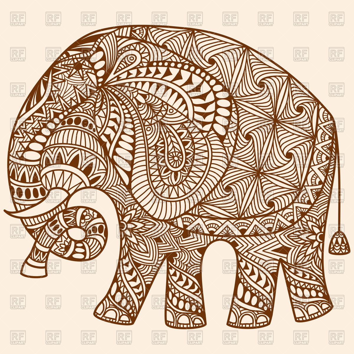 1200x1200 Henna Mehndi Tattoo Indian Elephant Vector Image Vector Artwork