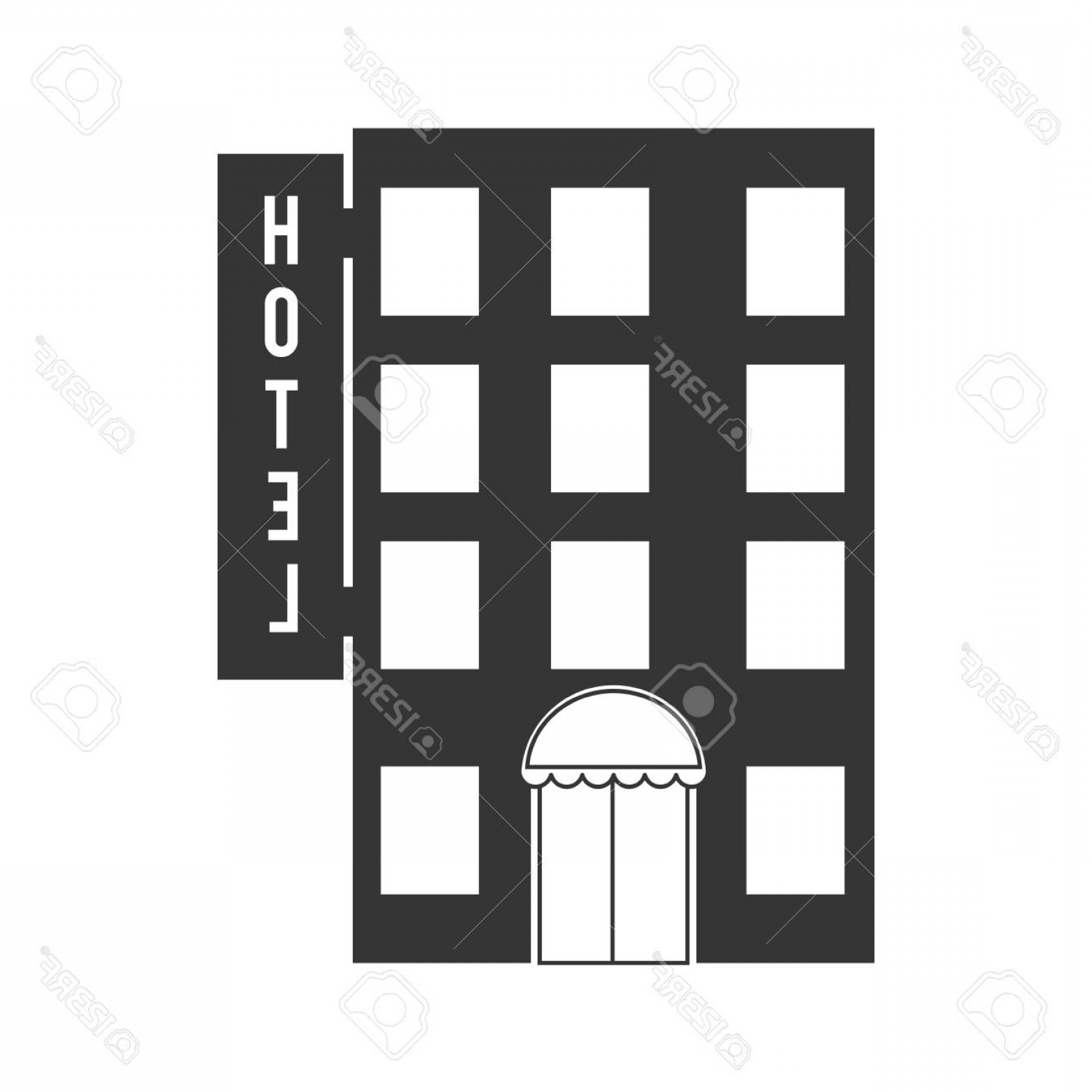 1560x1560 Photostock Vector Hotel Building Construction Windows Door