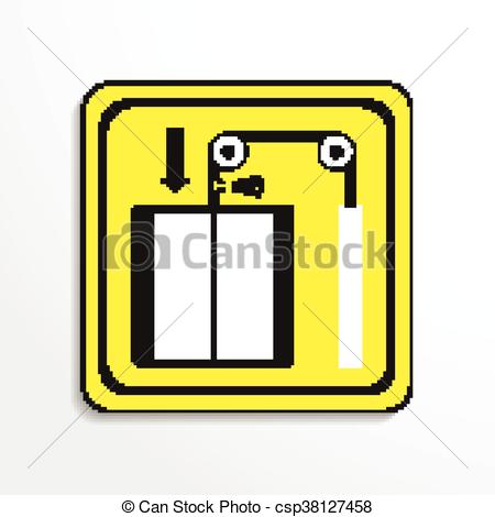 450x470 Danger Sign. Broken Elevator. Conditional Vector Image On A Yellow