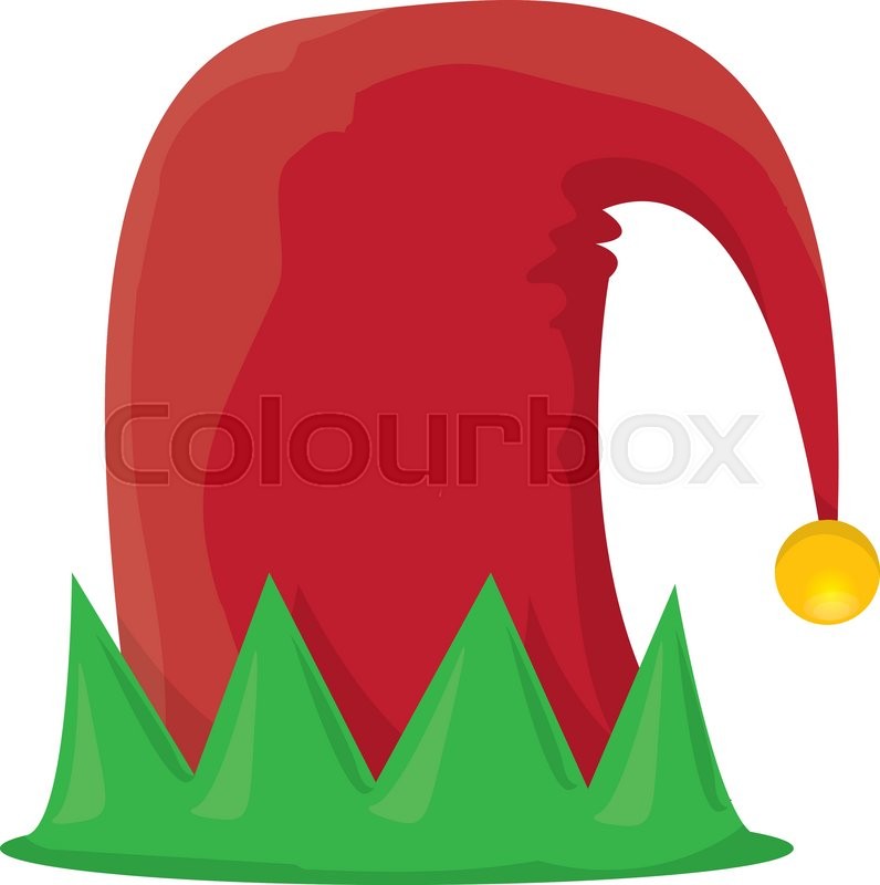 796x800 Cartoon Red And Green Christmas Elf Hat. Vector Illustration