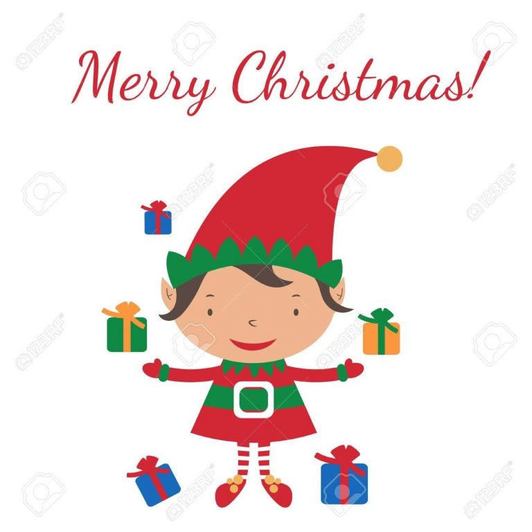 768x768 Christmas Elf Card Template. Vector Royalty Free Cliparts, Vectors