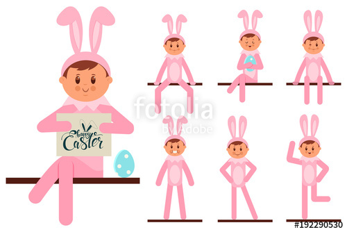 500x334 Elf On The Shelf In Easter Bunny Costume. Vector Cartoon Flat