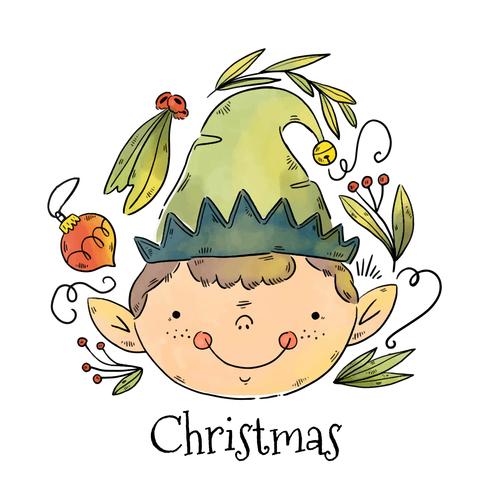 490x490 Cute Santa Elf Smiling Vector
