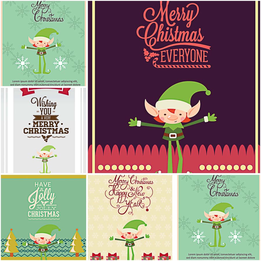 900x900 Fancy Holiday Giftcard With Elf Vector Free Download