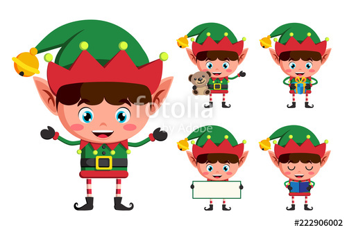 500x332 Christmas Elf Vector Character Set. Young Boy Elves Cartoon