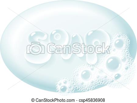 450x337 Ellipse Bar Of Soap With Foam Isolated On White. Easy Recolored