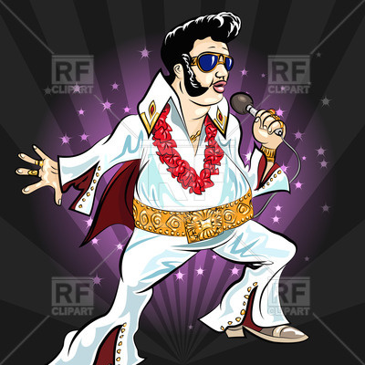 400x400 Singing Elvis Presley Drawn In Cartoon Style Vector Image Vector