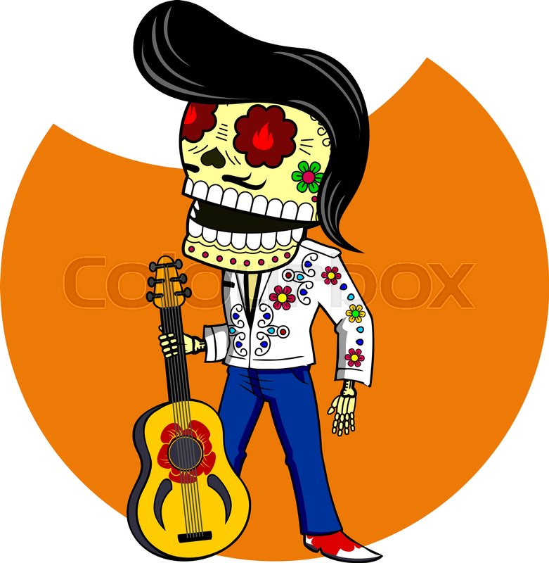 781x800 Musician With The Guitar. Elvis King Of Rock And Roll. Vector Flat