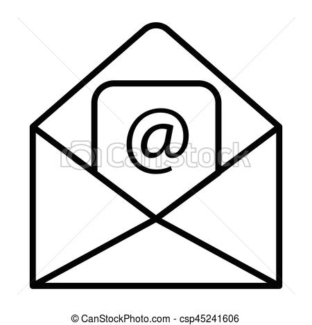 450x470 Simple Thin Line Email Icon Vector.