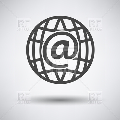 400x400 Global Email Icon On Gray Background With Round Shadow Vector