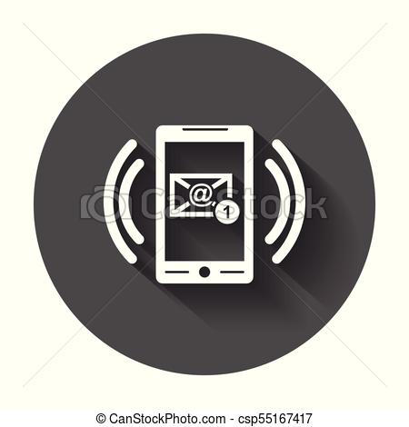 450x470 Smart Phone With Email Symbol On The Screen. Vector Illustration