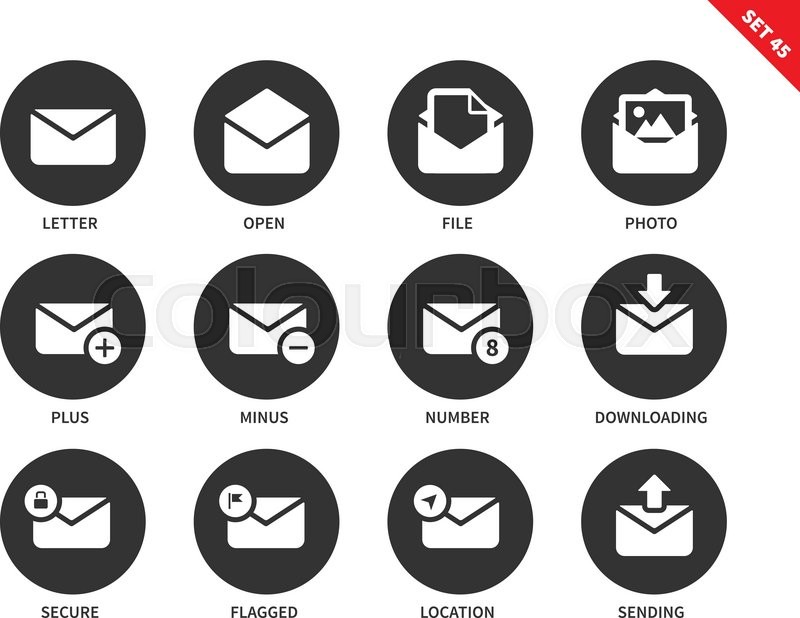 800x618 Email Vector Icons Set. Web Communicating Concept. Items For Phone