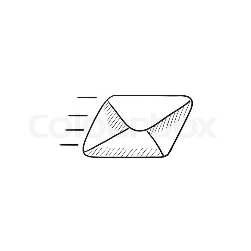 800x800 Flying Email Vector Sketch Icon Isolated On Background. Hand Drawn