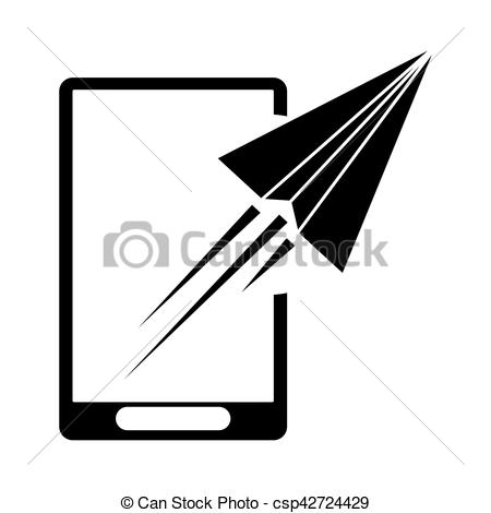 450x470 Silhouette Smartphone Sending Email Concept Vector Illustration