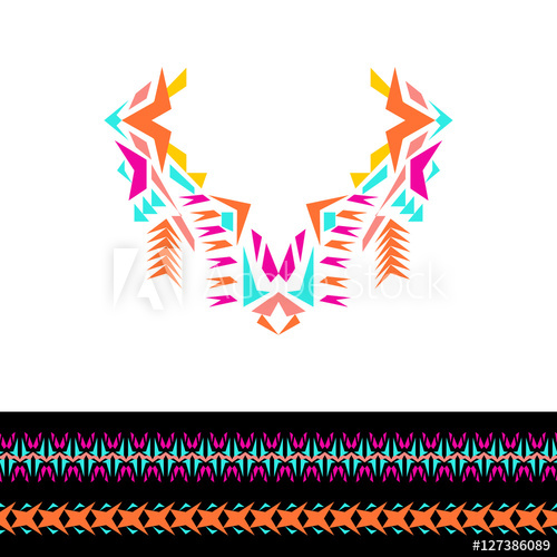 500x500 Vector Neckline And Borders Design For Fashion. Ethnic Tribal Neck