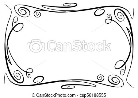 450x319 Flourish Vector Frame. Rectangle With Squiggles, Twirls And