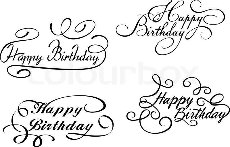 800x510 Happy Birthday Calligraphic Embellishments Stock Vector Colourbox