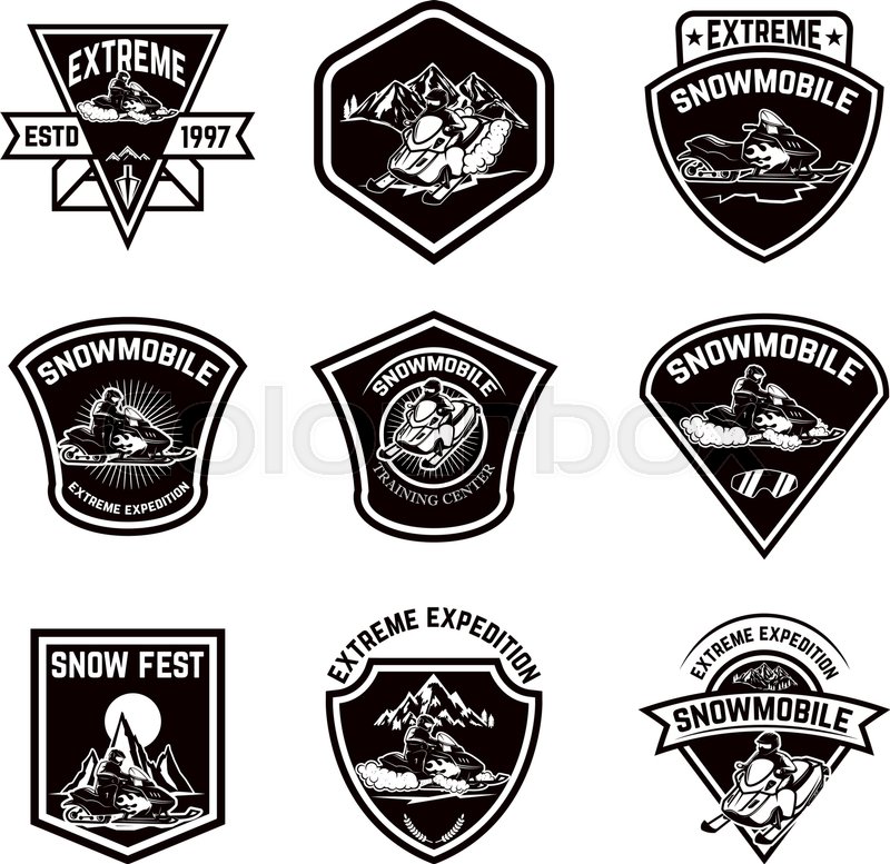 800x777 Set Of Snowmobile Sport Emblems. Snow Bike. Design Elements For