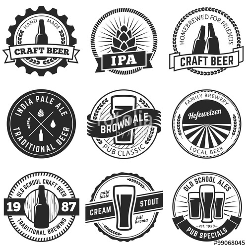 500x500 Set Of Vintage Craft Beer Labels And Emblems. Vector Beer Badges