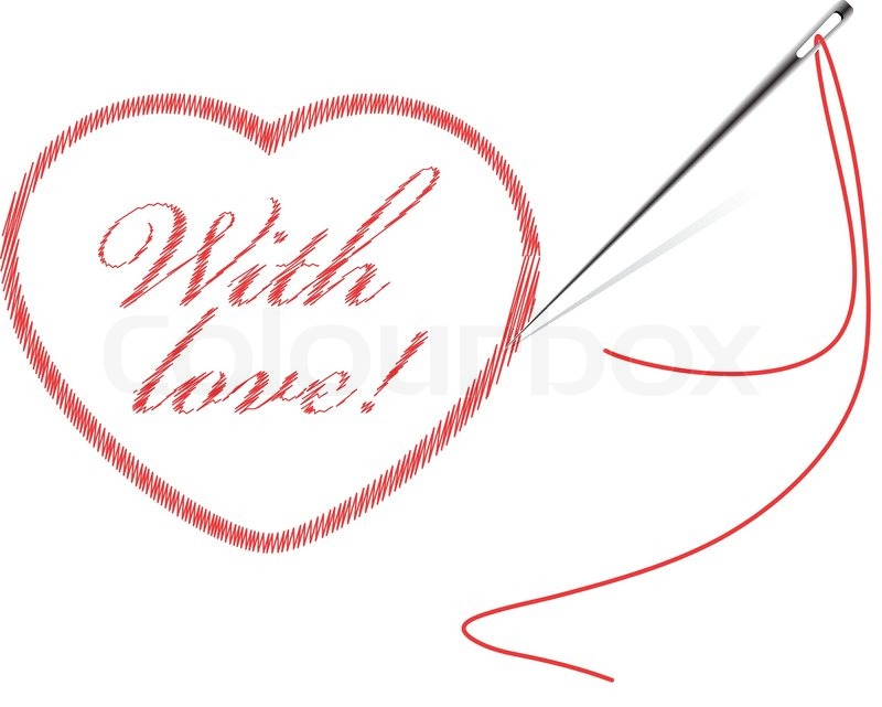 800x641 Embroidery With Heart And Frame Vector Illustration Isolated On