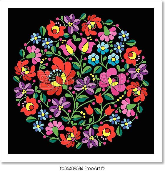 561x581 Free Art Print Of Kalocsai Folk Art Embroidery . Vector Background