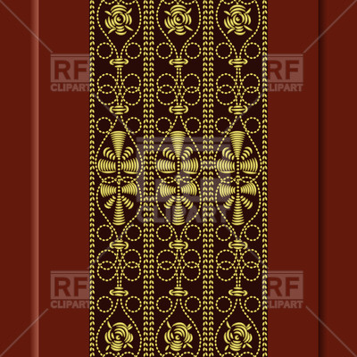 400x400 Gold Embroidery Of Vintage Pattern With Roses And Swirls On A Red