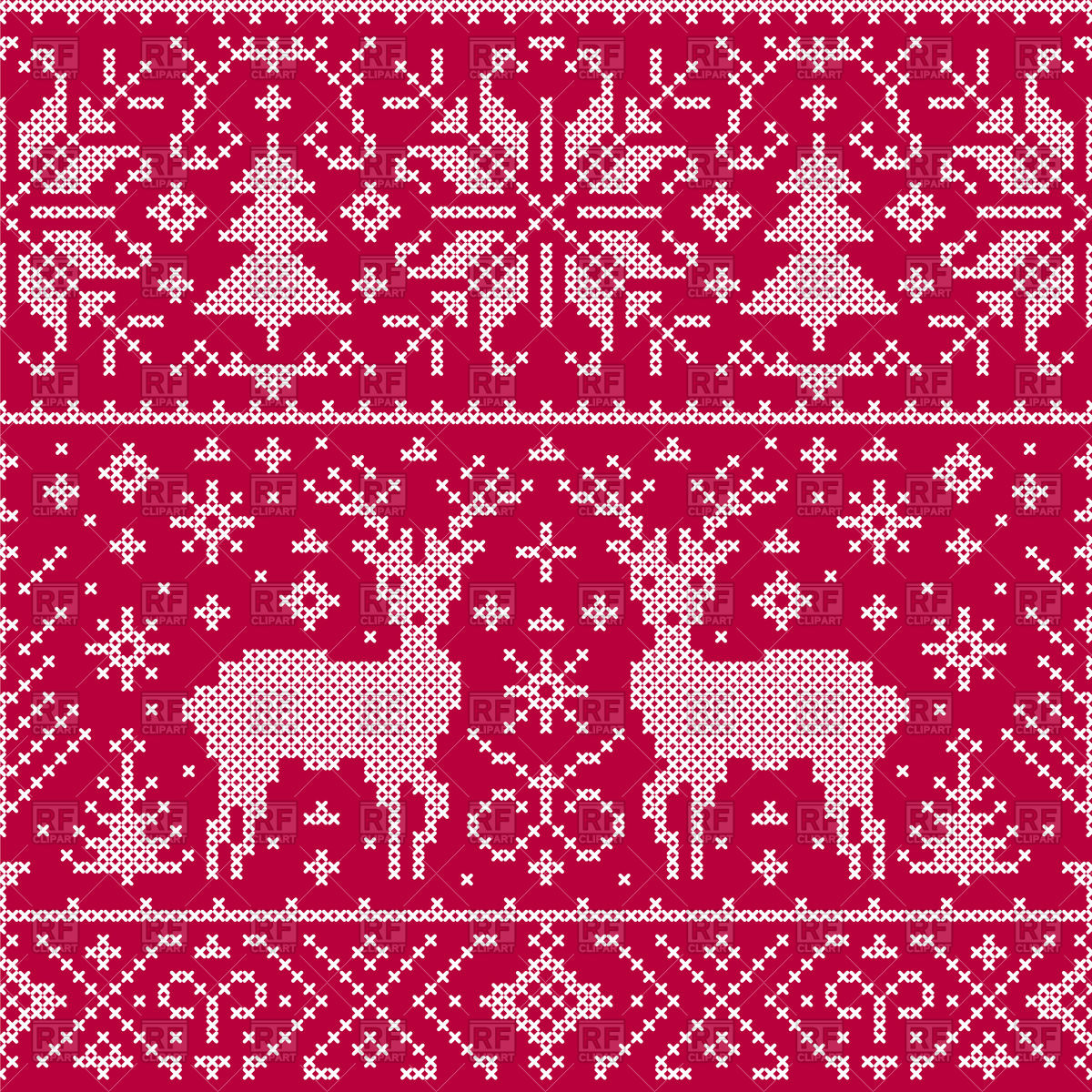 1200x1200 Christmas Embroidery Seamless Pattern Vector Image Vector