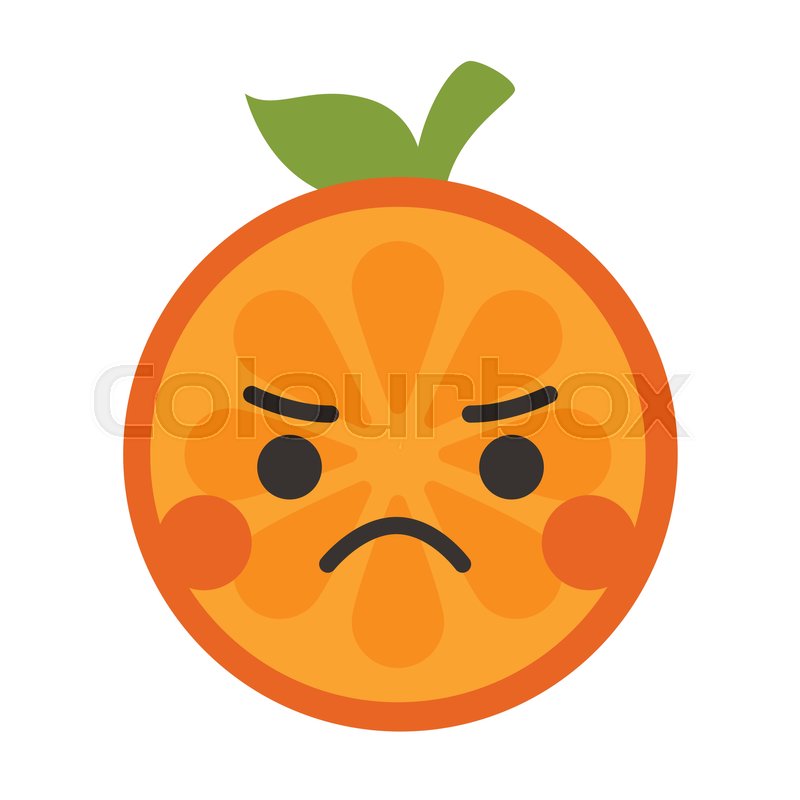 800x800 Angry Face Emoji. Angry Orange Fruit Emoji. Vector Flat Design