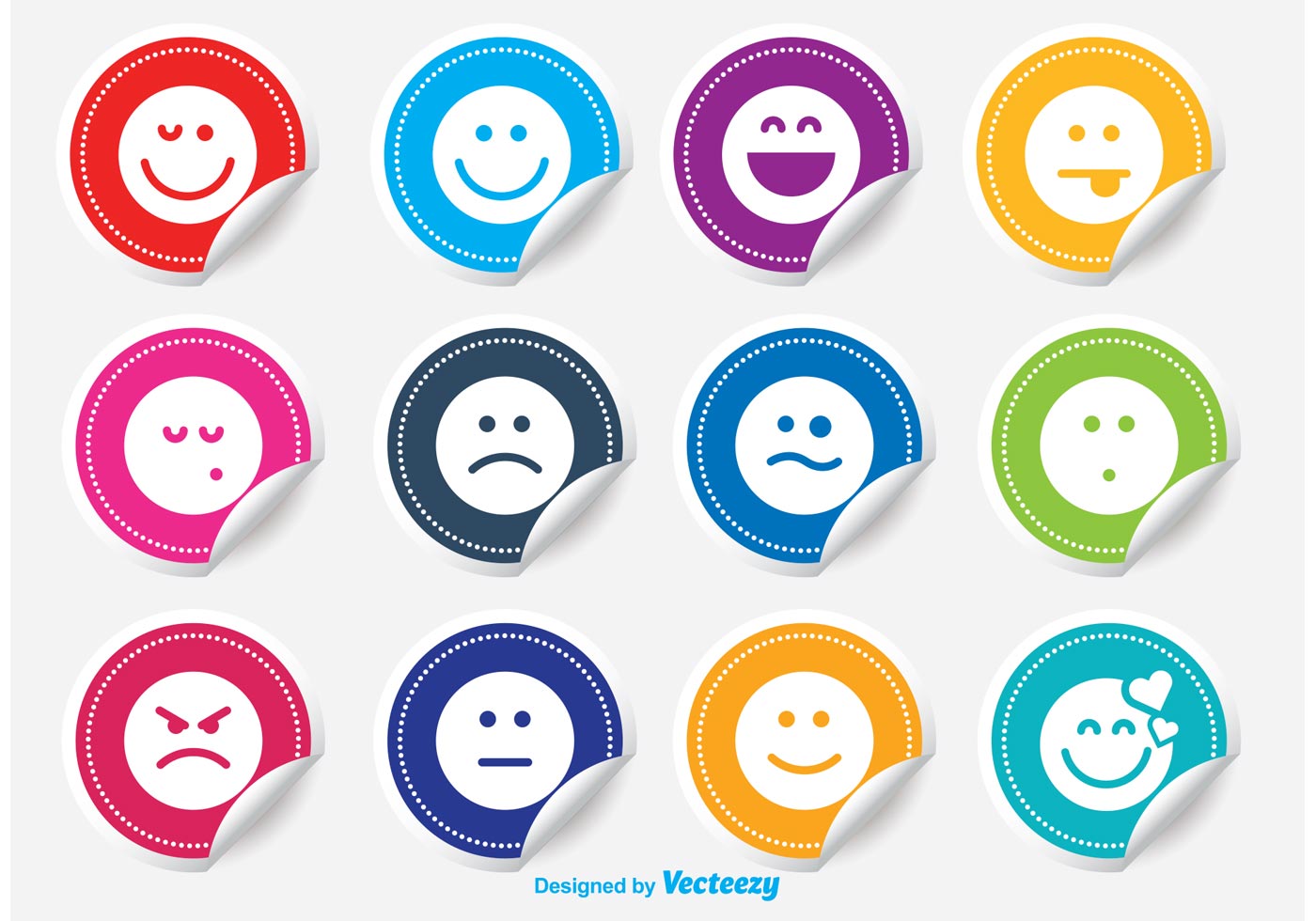 1400x980 Emoticon Sticker Vector Set