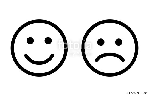500x322 Happy And Sad Emoji Smiley Faces Line Art Vector Icon For Apps And