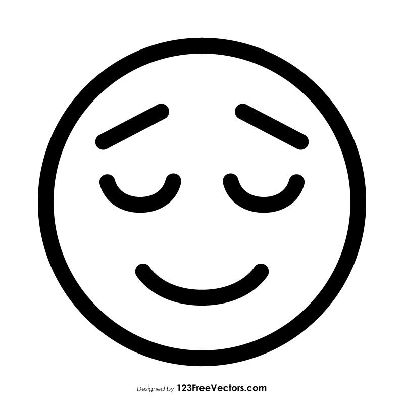 800x800 Relieved Face Emoji Outline Vector Free Free Vectors