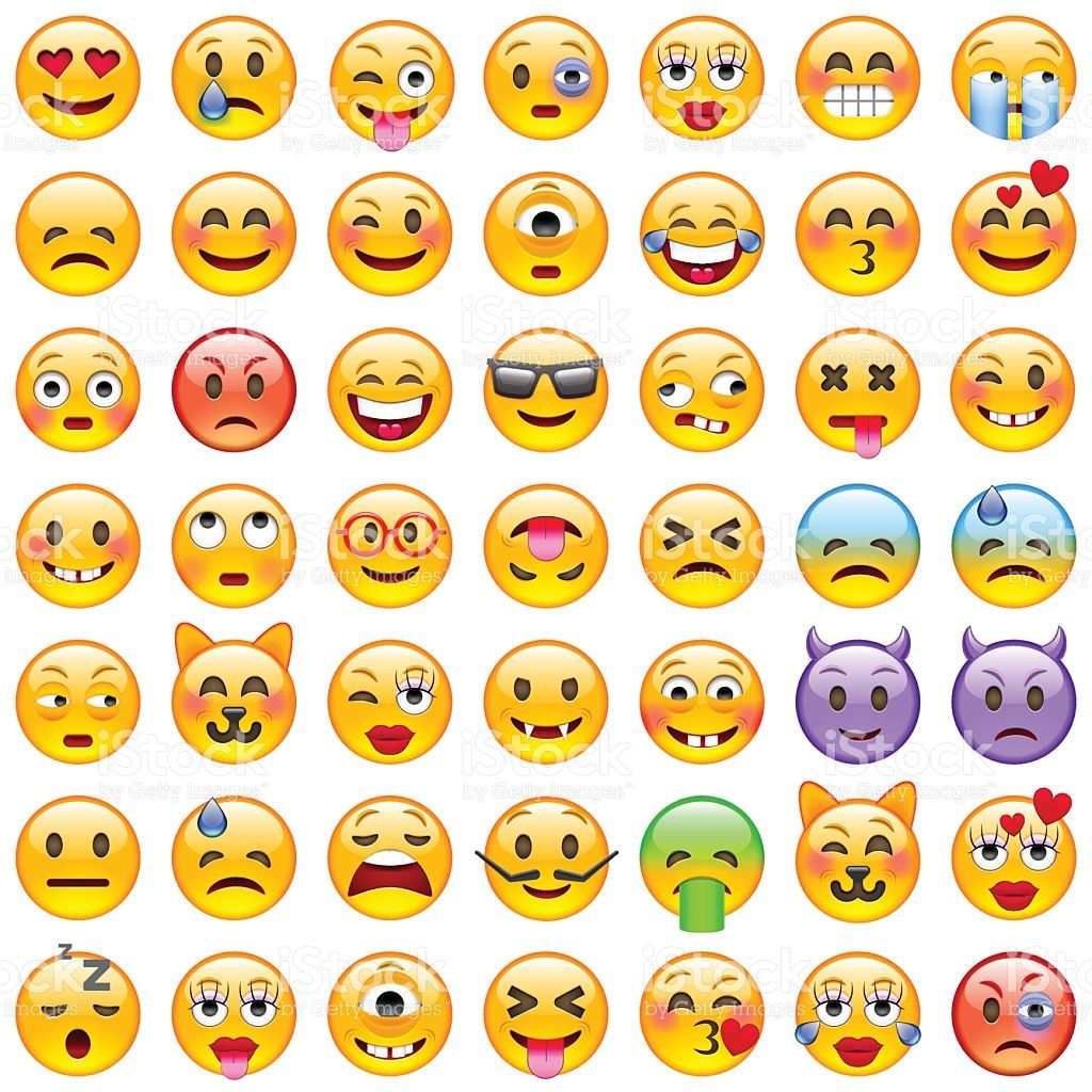 1024x1024 Set Of Emoticons. Set Of Emoji. Smile Icons. Isolated Vector