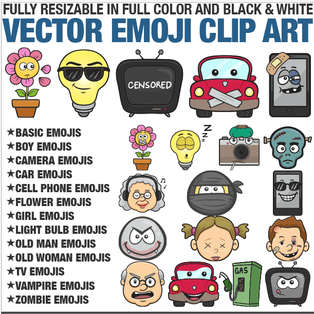 611x611 Vector Emoji Clip Art Emoticon Graphics Pack Concealed Deals