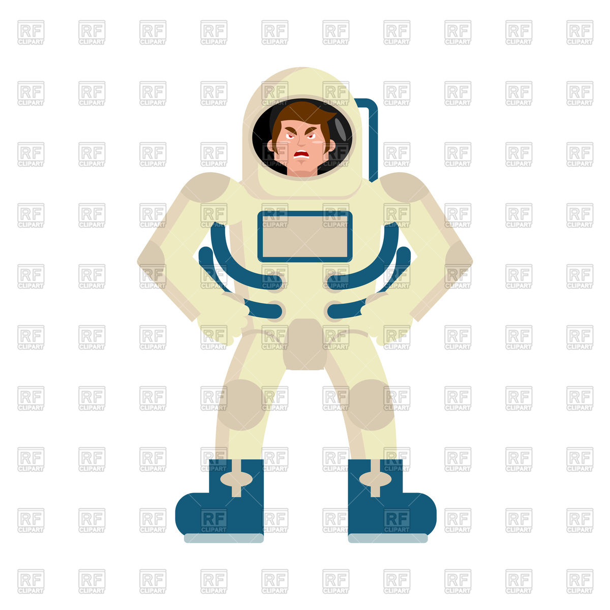 1200x1200 Astronaut Angry Emoji. Aggressive Spaceman. Vector Image Vector