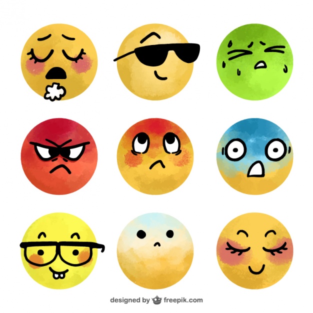 626x626 Assortment Of Fantastic Watercolor Emojis Vector Free Download