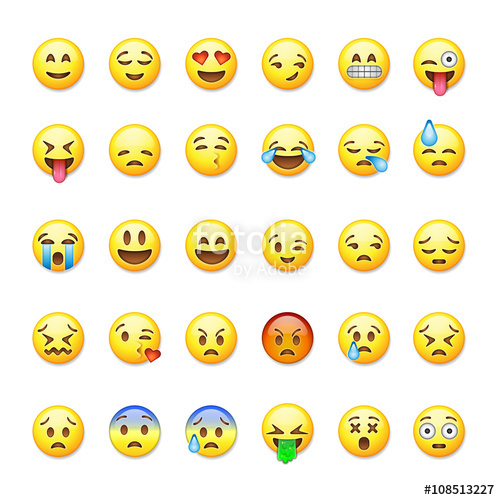 500x500 Set Of Emoticons, Emoji Isolated On Stock Image And Royalty Free