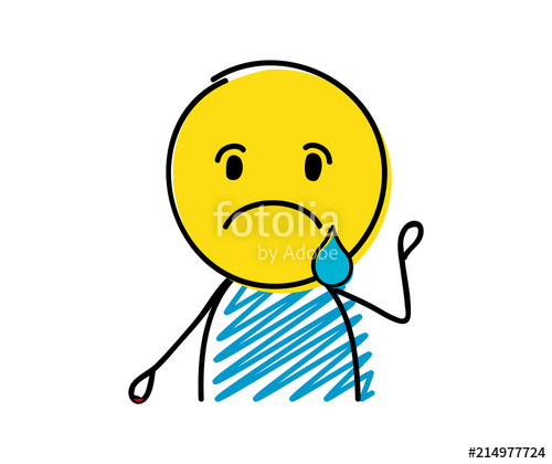 500x420 Stickman With Sad Emoji. Vector. Stock Image And Royalty Free