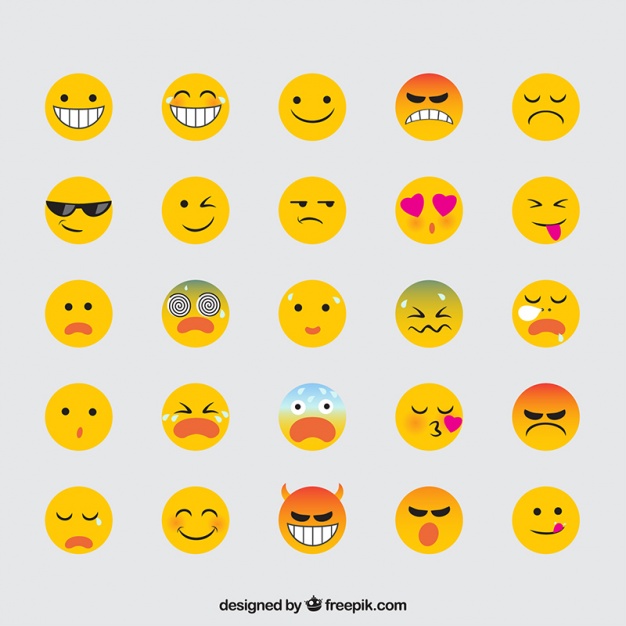 626x626 Variety Of Expressive Emojis In Flat Design Vector Free Download