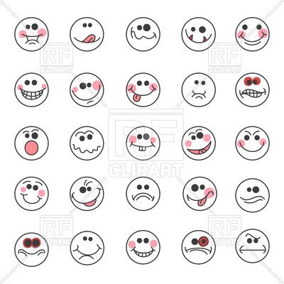 400x400 Hand Drawn Various Doodle Emoticons Vector Image Vector Artwork