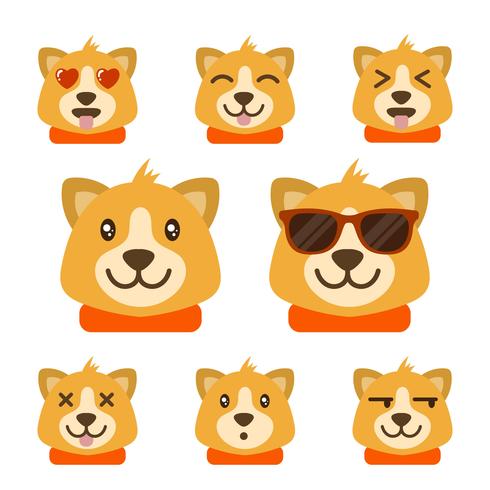 490x490 Flat Dog Emoticons Vector Collection