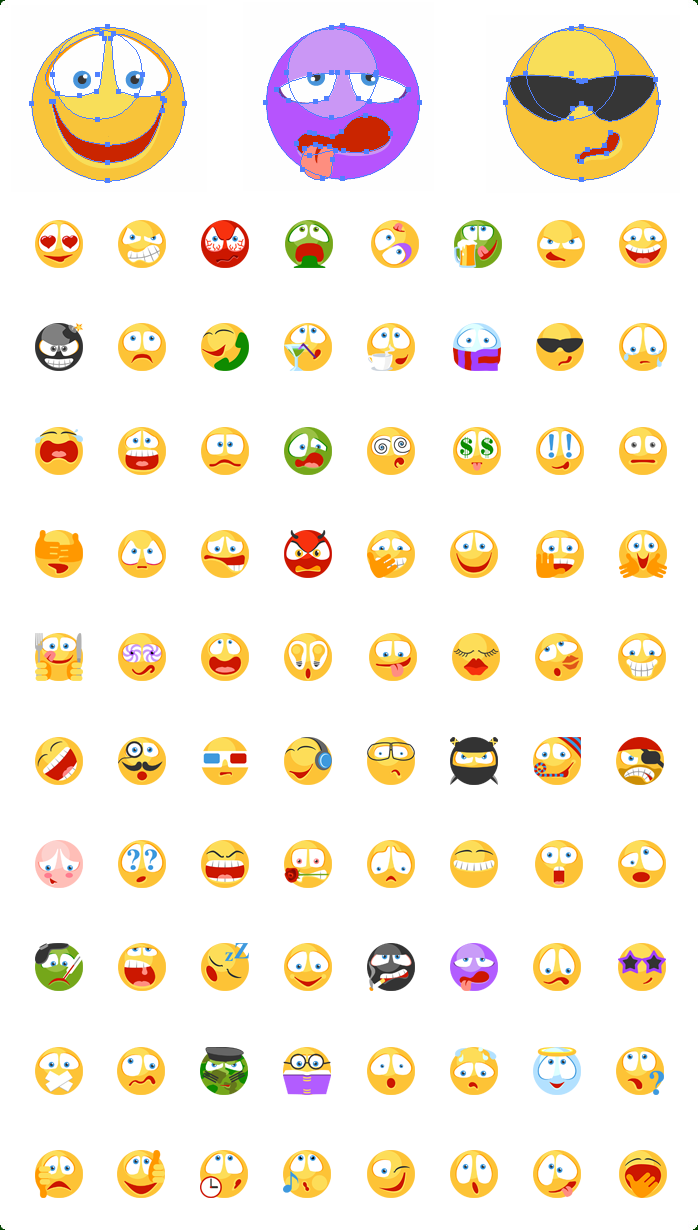 698x1230 Flat Vector Emoticons