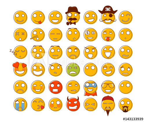 500x423 Set Of 42 Unique Emoticons. Vector Smiley Illustration. Emoji Icon
