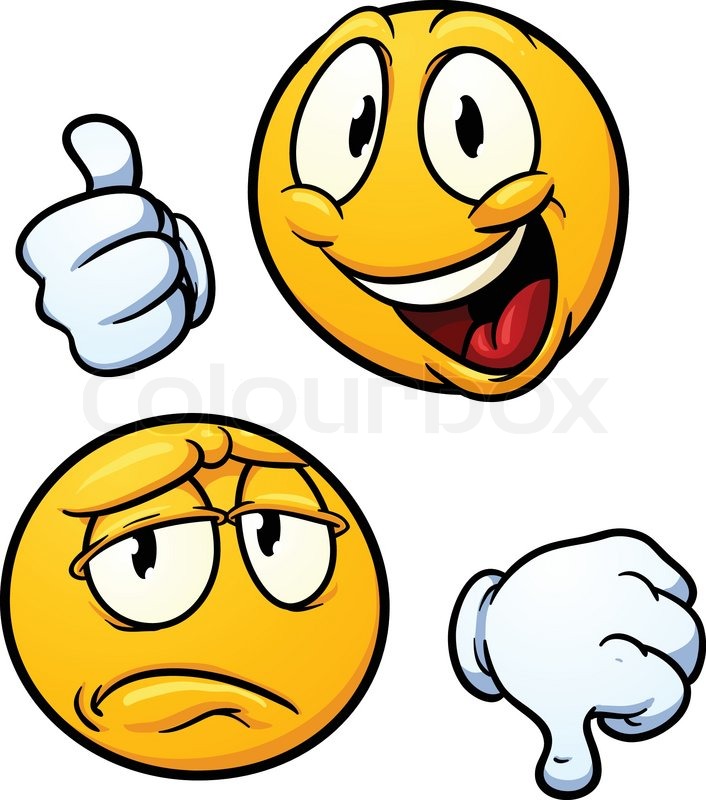 706x800 Thumbs Up And Thumbs Down Emoticons. Vector Illustration With