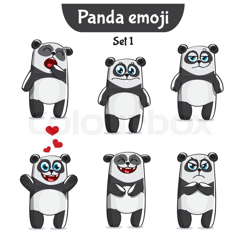 800x800 Set Kit Collection Sticker Emoji Emoticon Emotion Vector Isolated