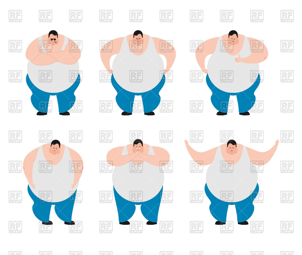 1200x1015 Set Of Fat Man With Different Emotion Vector Image Vector