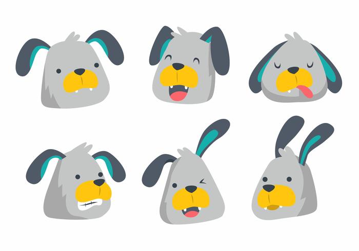 700x490 Cute Dog Head Emotion Vector Illustration