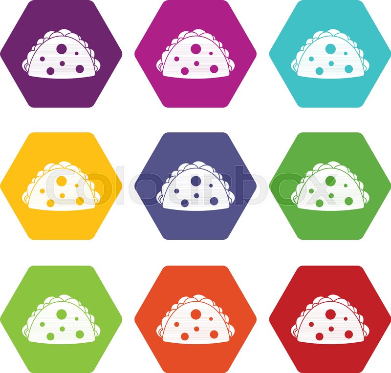 800x764 Empanada, Cheburek Or Calzone Icon Set Many Color Hexahedron