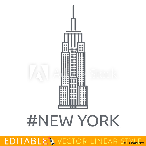 500x500 New York City Empire State Building. Editable Line Icon. Stock