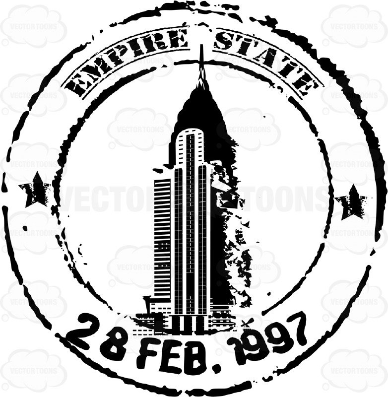 782x800 Empire State Building Black And White Travel Rubber Stamp