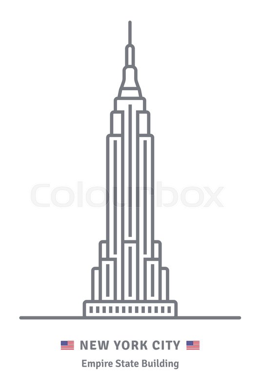 533x800 New York City Line Icon. Empire State Building And Us Flag Vector